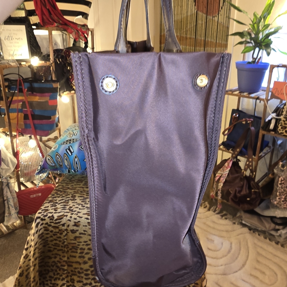 Tory Burch Dark Brown Nylon and Leather Logo Tote - Picture 8 of 10